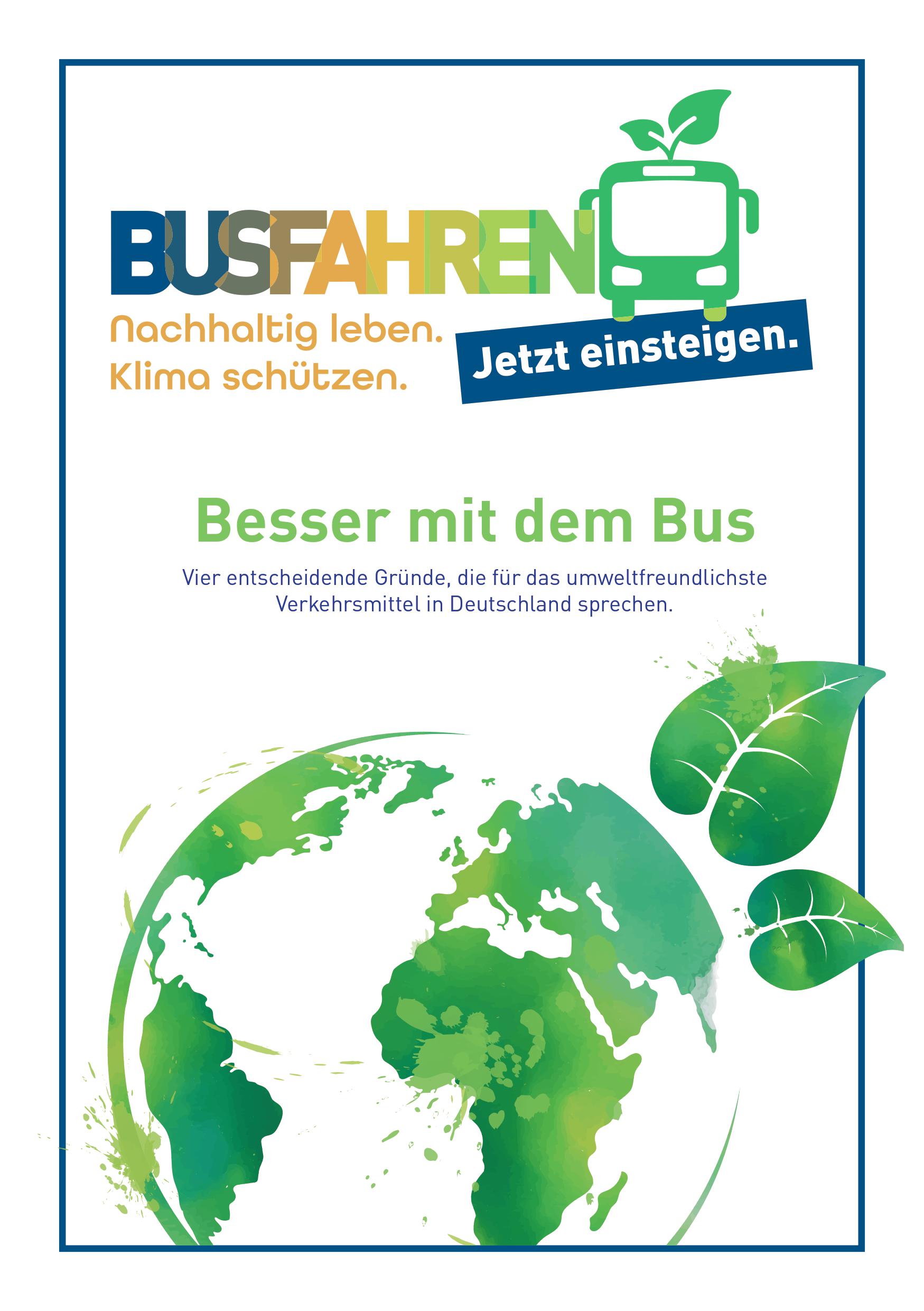 Ein Plakat mit der Aufschrift „Busfahren“