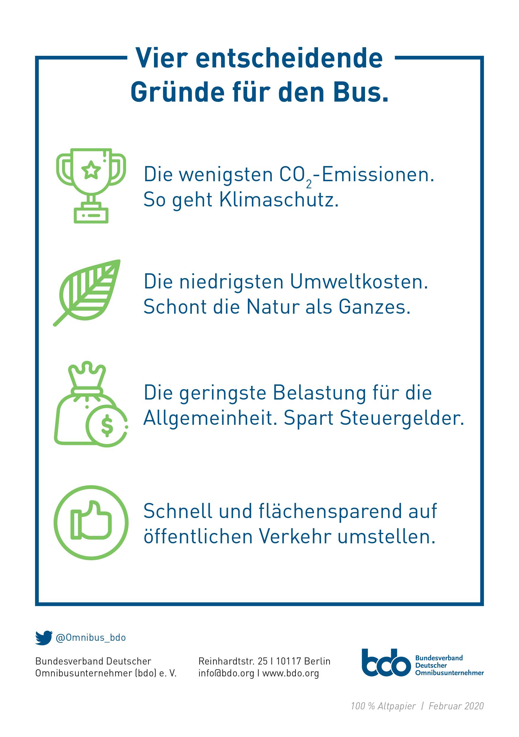 A poster that says vier entscheidende gründe für den bus.