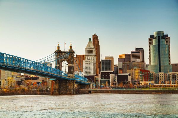 Cincinnati Downtown Overview in The Evening.