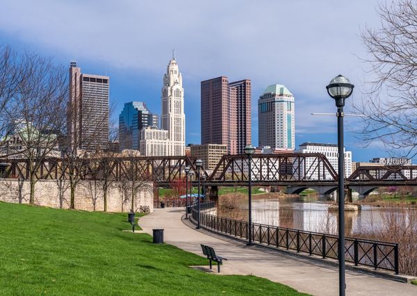 Columbus Ohio Waterfront View of The Downtown Financial District.