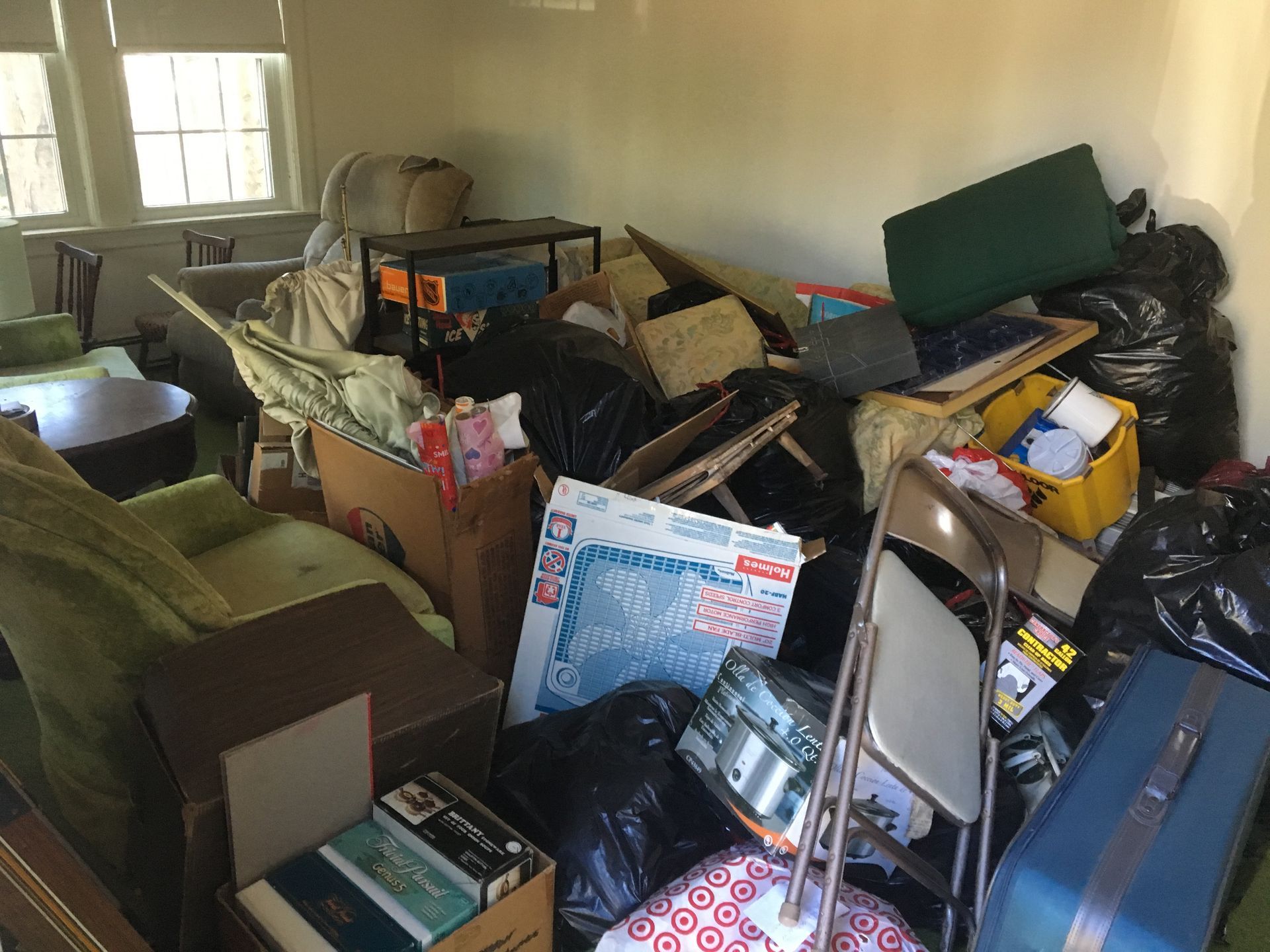 Before photo of a hoarding cleanup project in Rhode Island