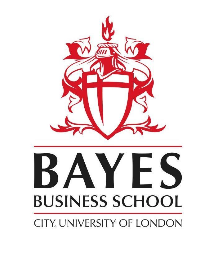 Helmet and Shield Coat of Arms above the words Bayes Business School, City, University  of London
