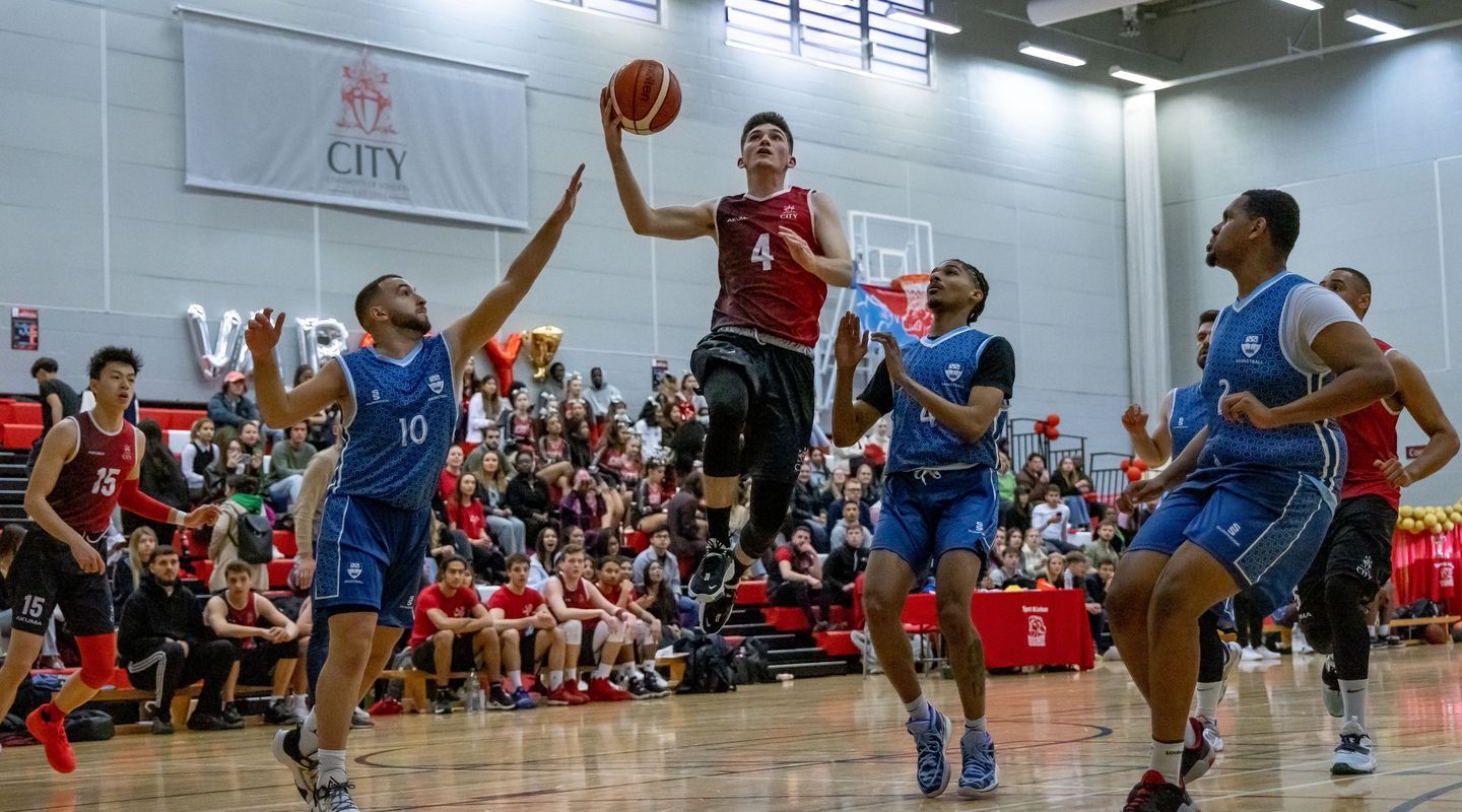 City St George's basketball team in match against Kingston University