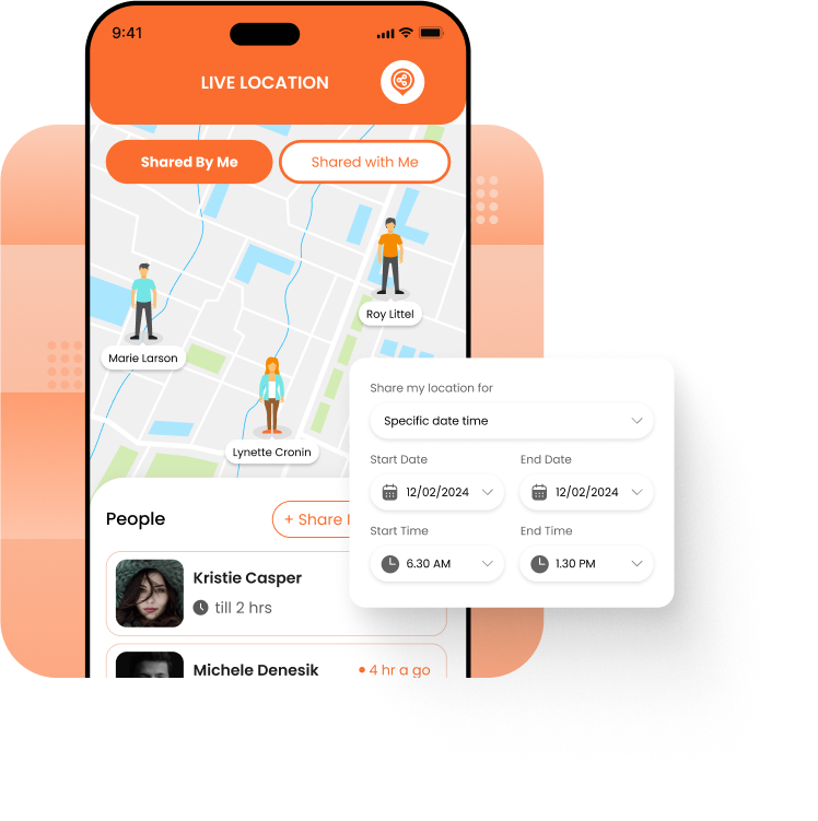 A phone with a live location app on it