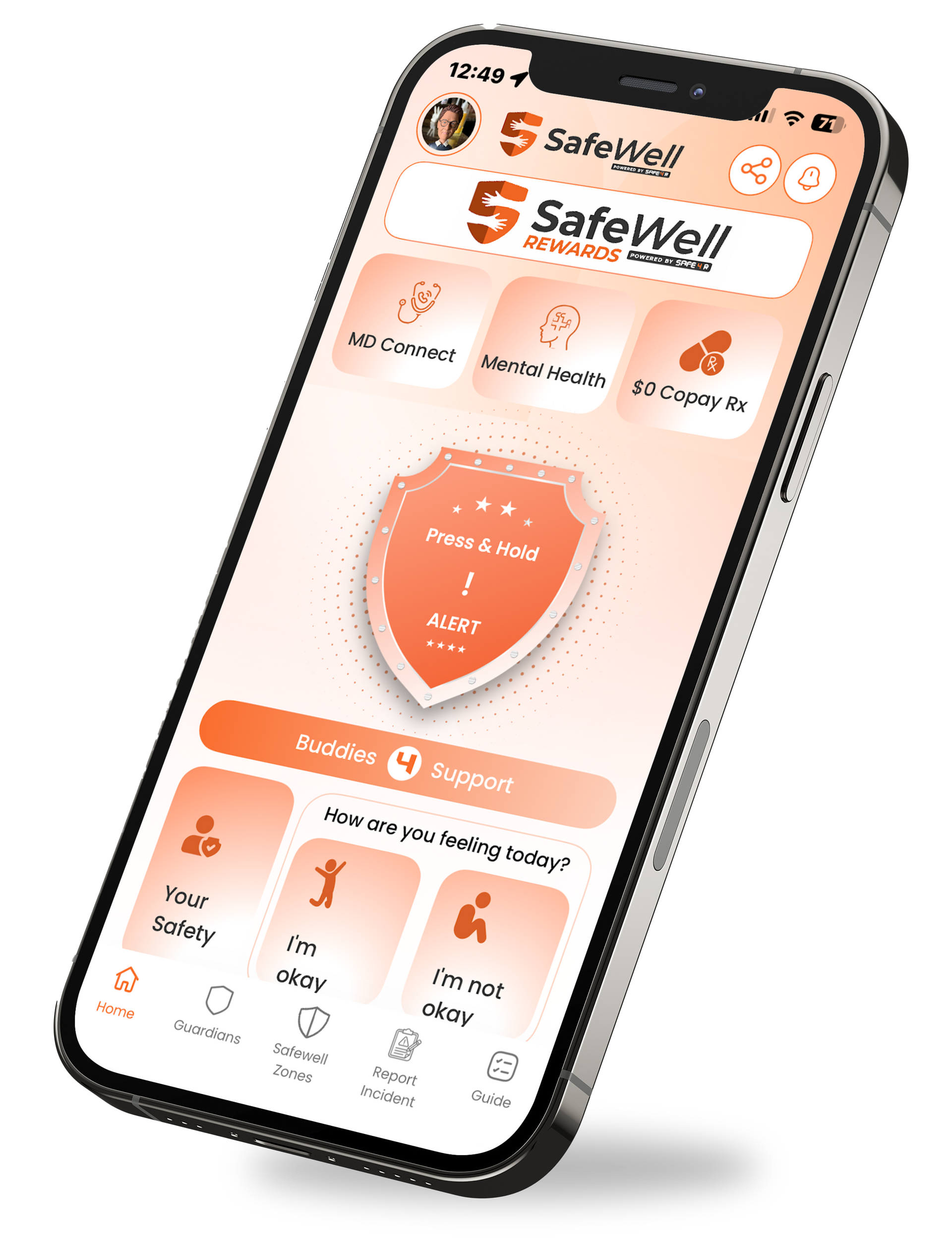 Safewell Personal Safety and Wellness App Features