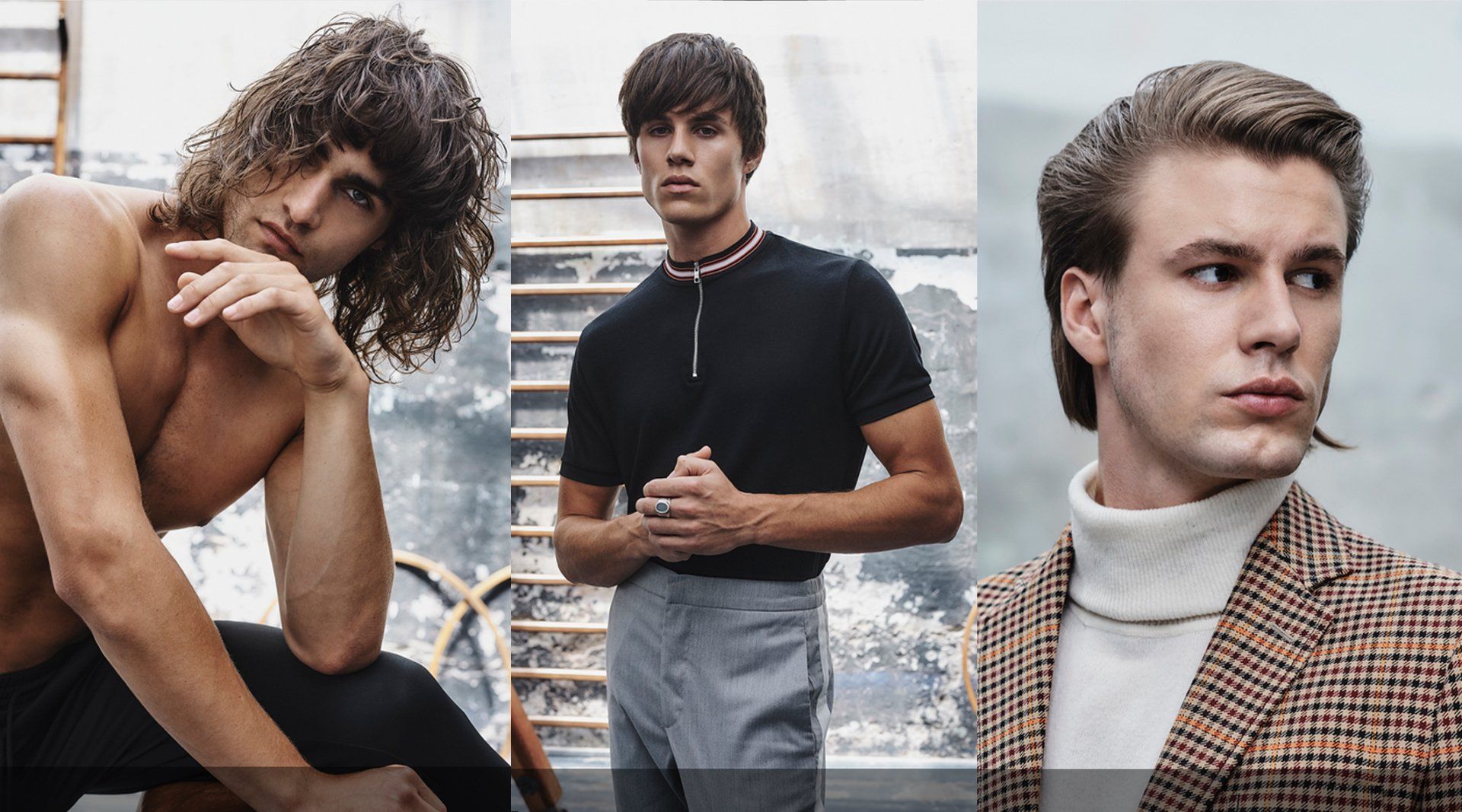 Tres hombres están parados uno al lado del otro en un collage de tres fotografías.