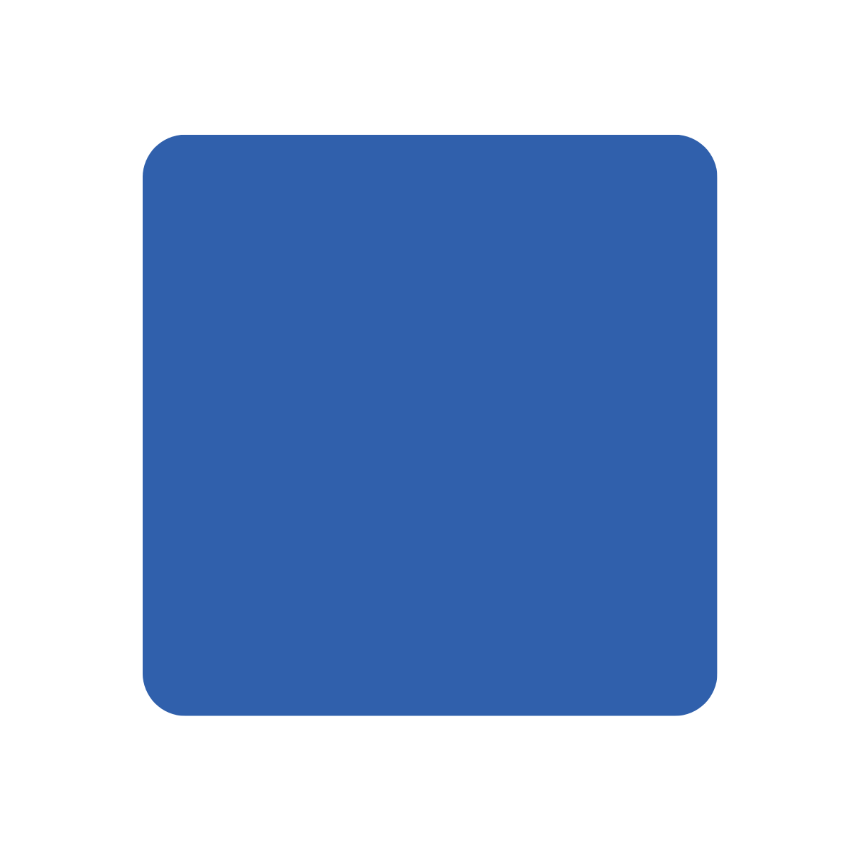 Blue rounded square icon on a white background