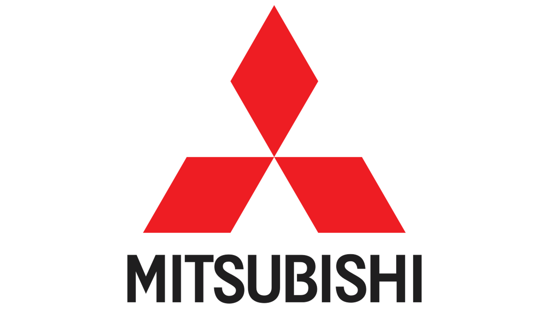 Mitsubishi logo: red three-diamond emblem above black wordmark on a white background