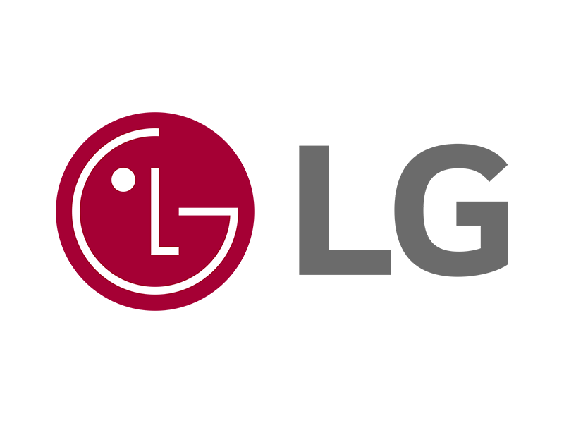 LG logo with red circular emblem and gray “LG” text
