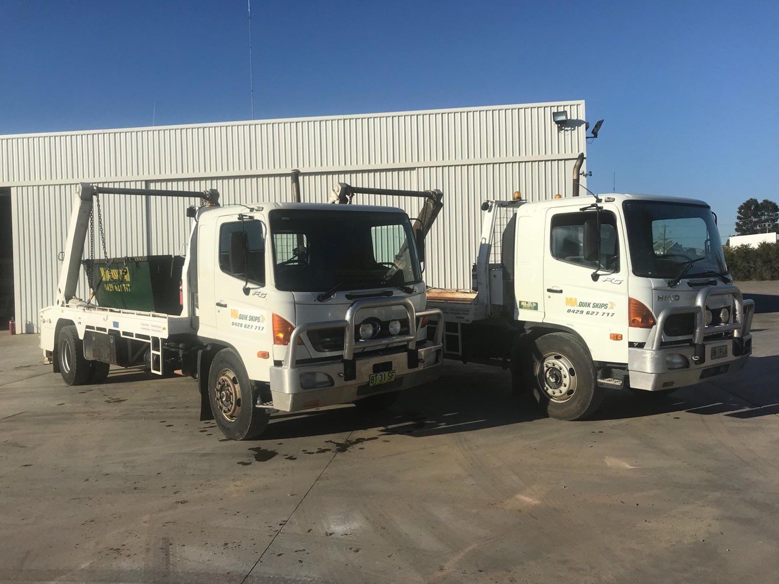 Two Hook Lift Bin Trucks — Griffith, NSW — MIA Quickskips