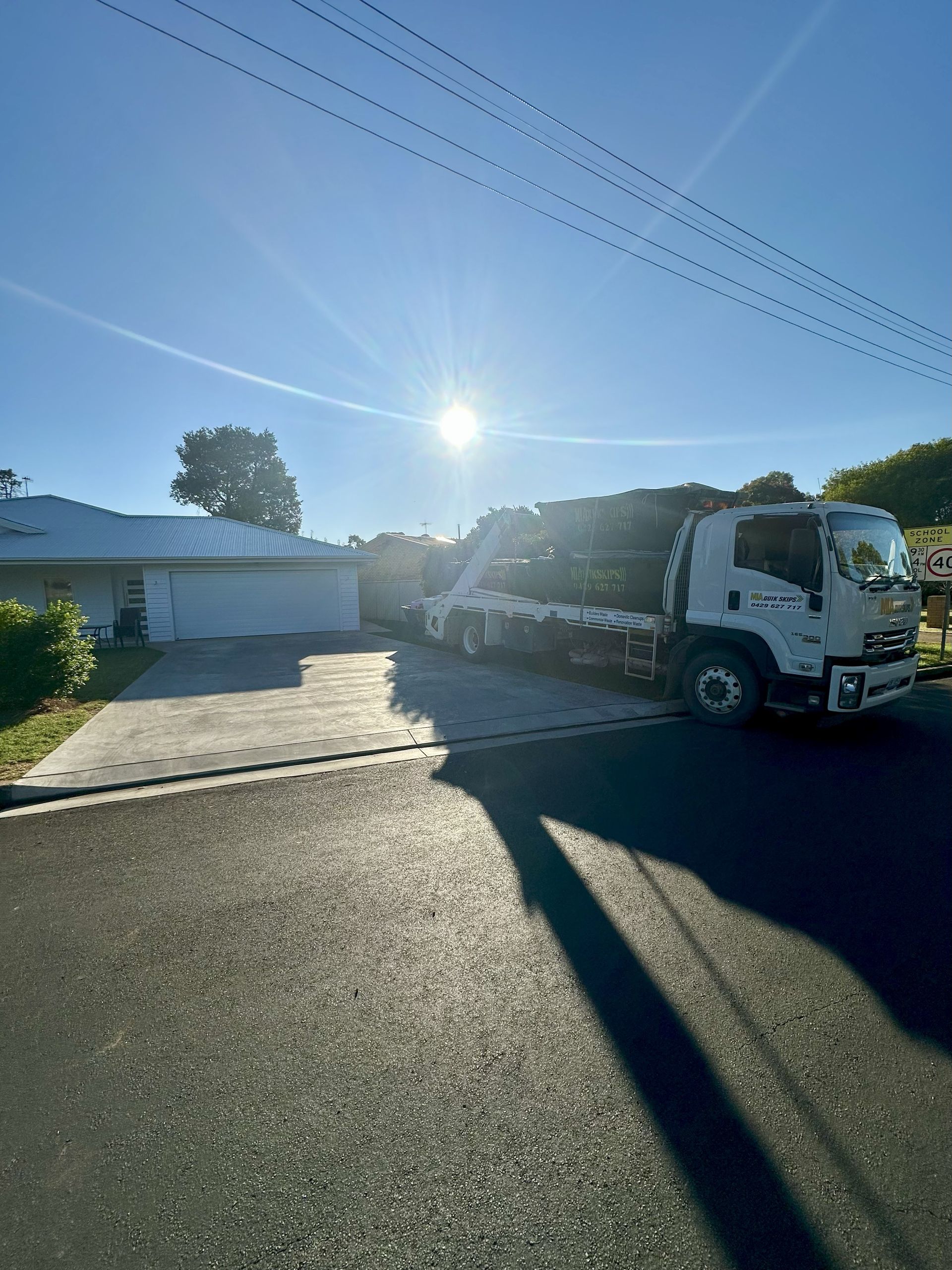 MIA Quikskips bin truck parked in Griffith suburb – fast local waste removal