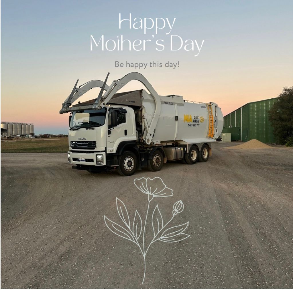 Sunset front-lift truck with MIA Quik Waste branding – Griffith community service