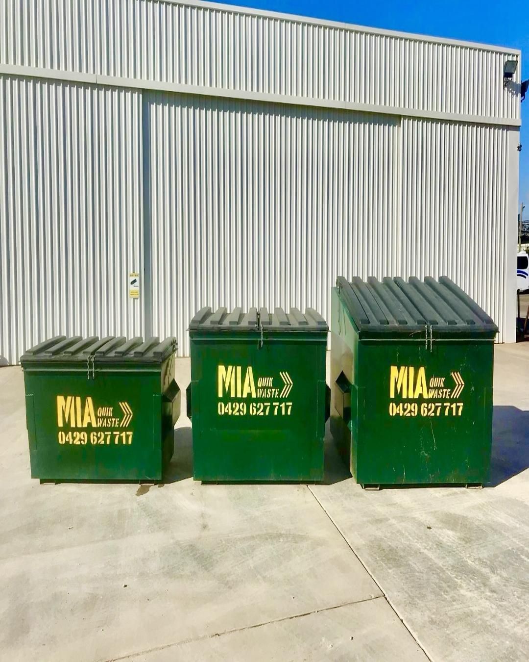 MIA Quik Waste Bin Sizes – front lift hire Griffith NSW for commercial and residential use