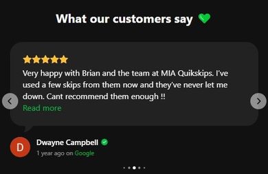 5 star Google review for skip bin hire in Griffith NSW – MIA Quikskips
