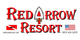 A red arrow resort logo with an american flag