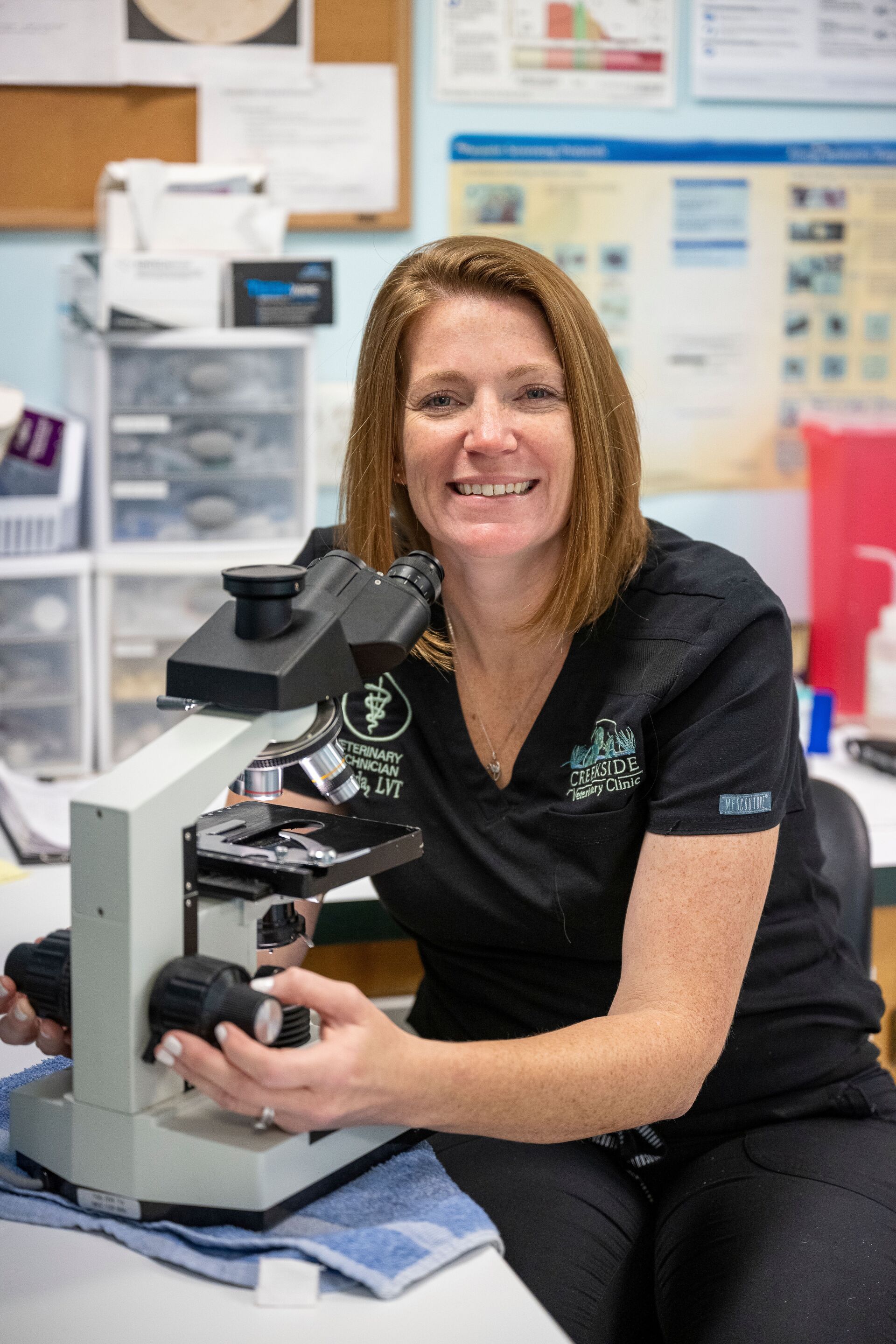 Amanda in the in-house labfg