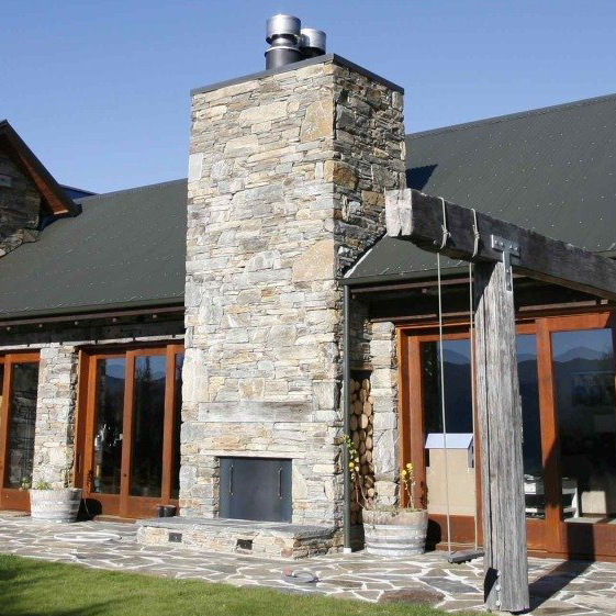 schist fireplace chimney