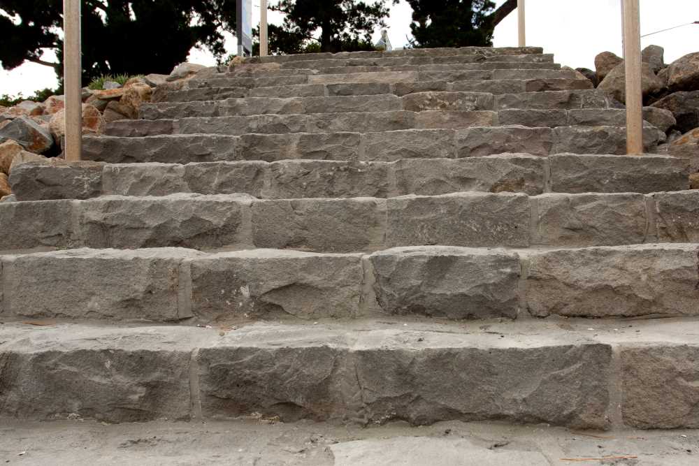 stonemason Scarborough sea steps made of stone