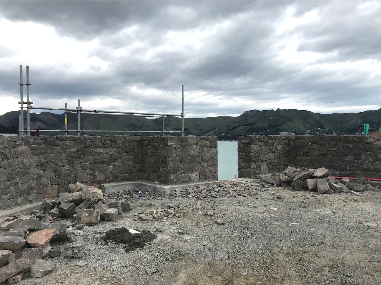 Basalt dry stack wall