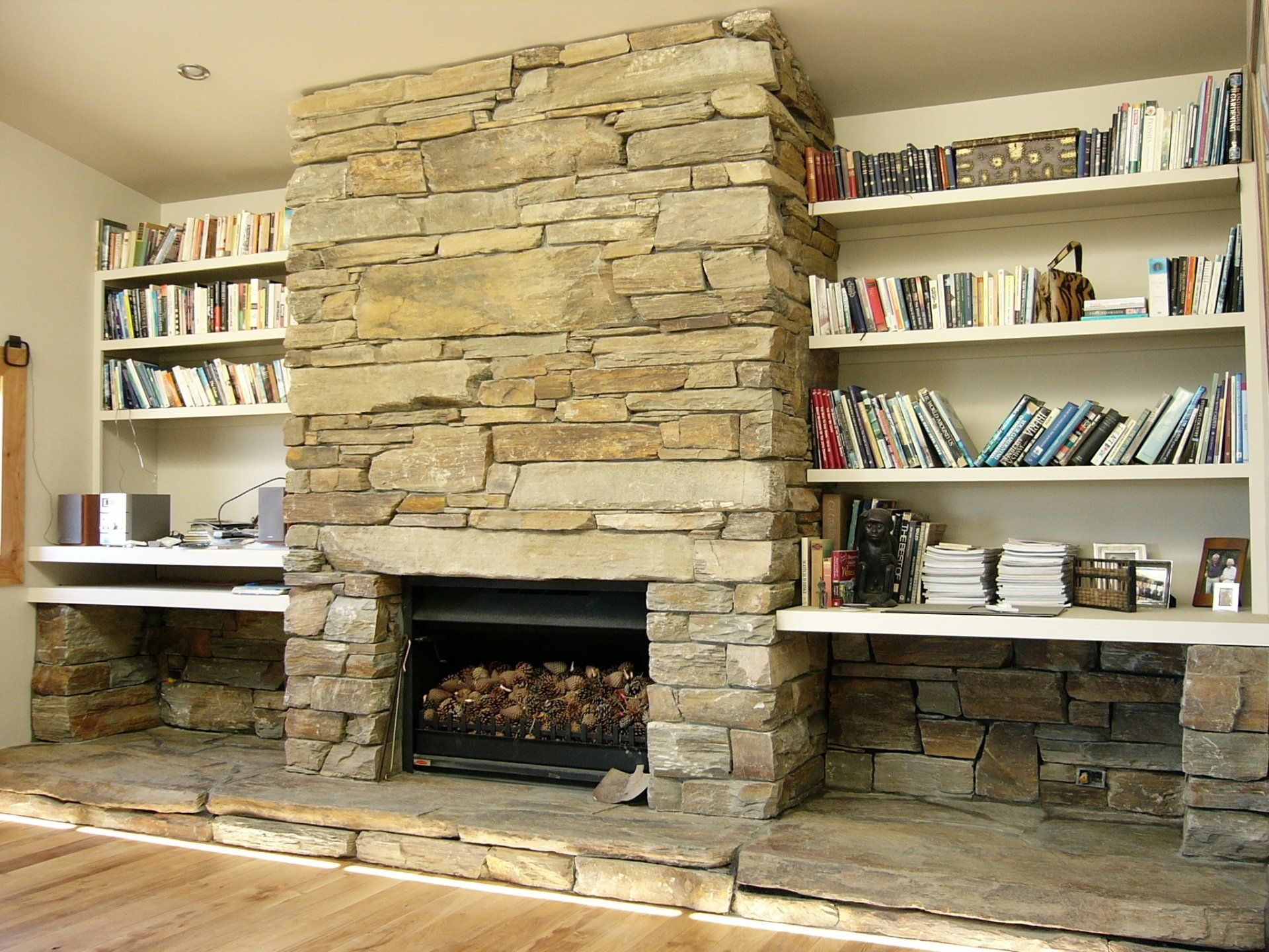 schist fireplace