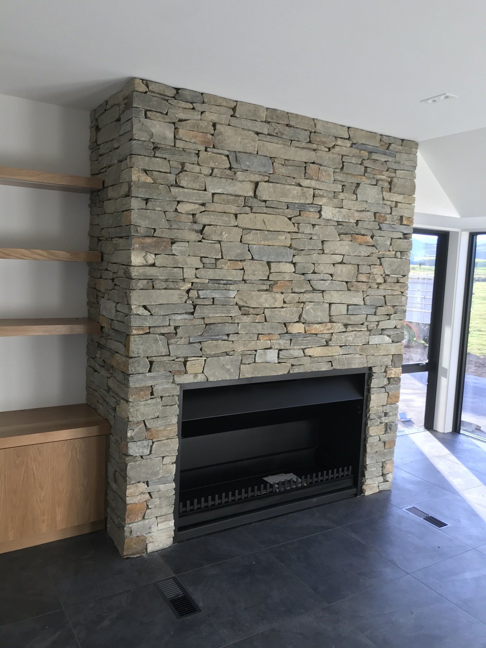 schist fireplace stone clad