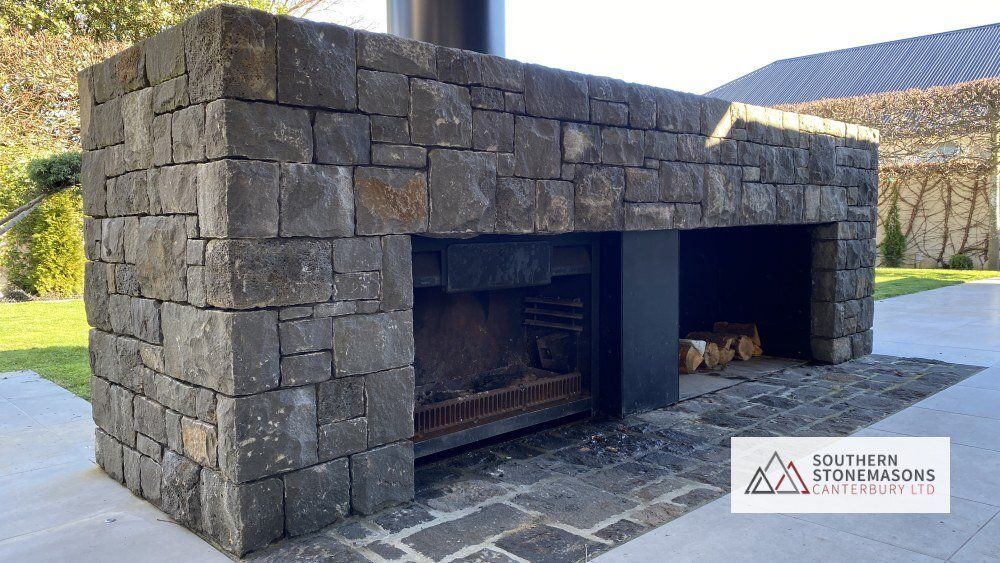 honeycomb basalt fireplace