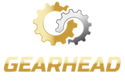 Gearhead logo with intertwined gold and silver gears above the gold word "GEARHEAD."