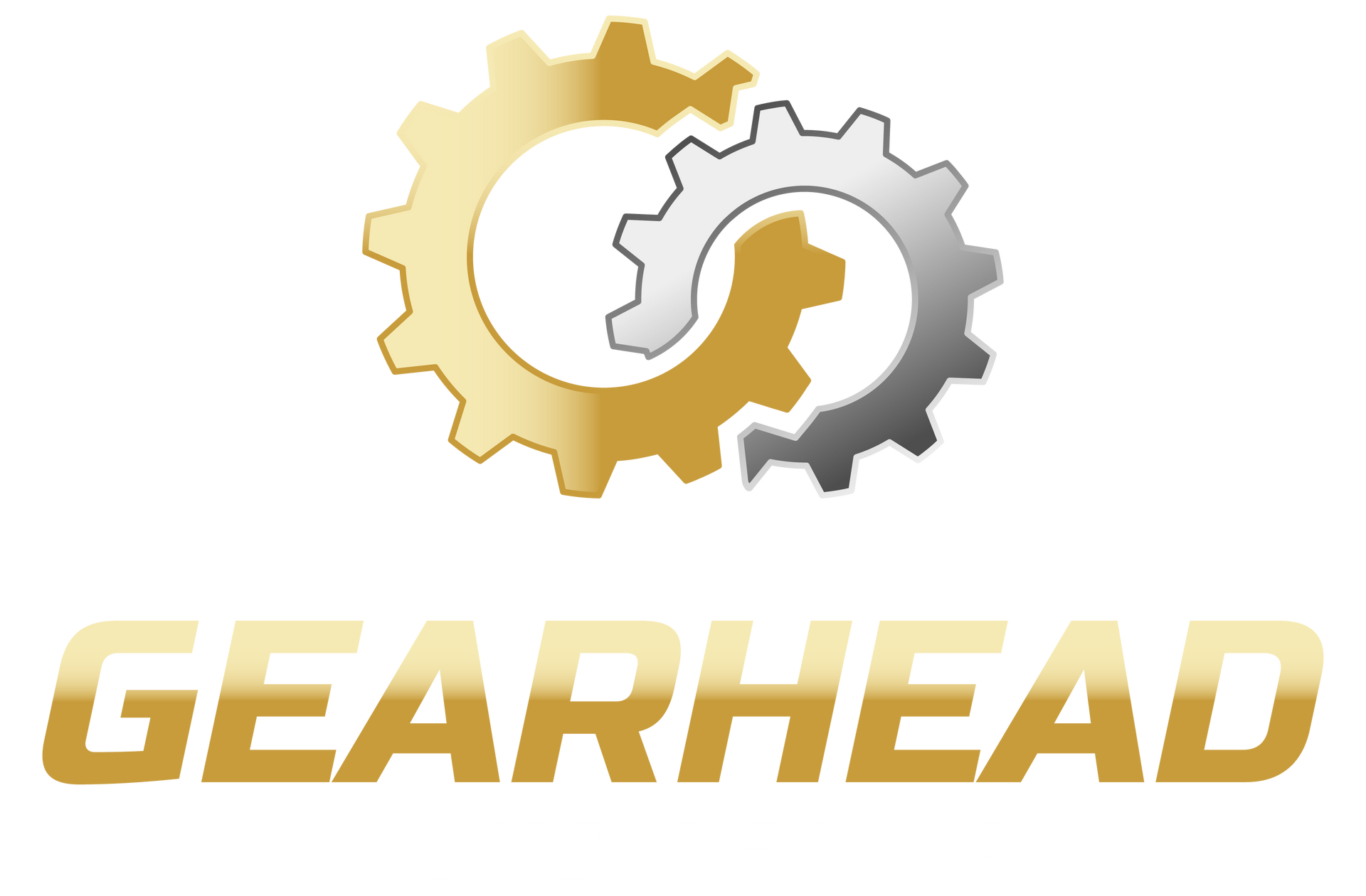 Gearhead logo with intertwined gold and silver gears above the gold word "GEARHEAD."