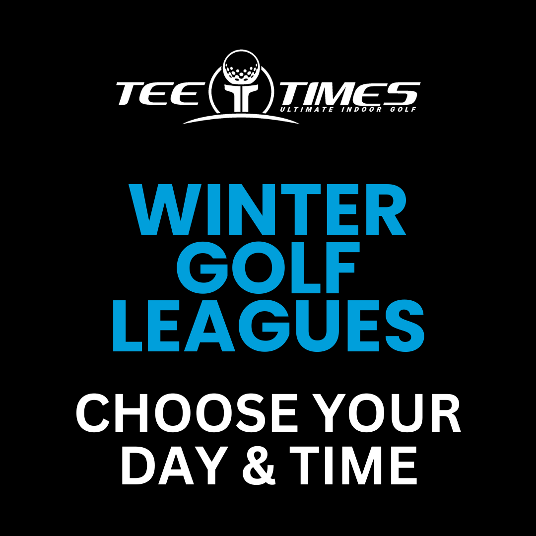 a poster that says winter golf leagues choose your day and time