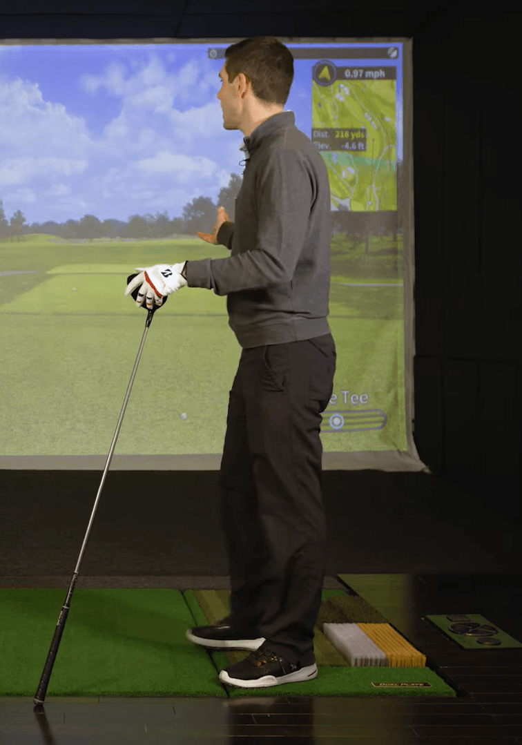 Indoor golf simulator at Tee Times Rochester Hills demonstration