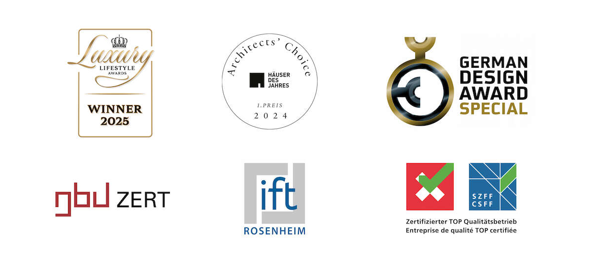 A collection of logos including the german design award special