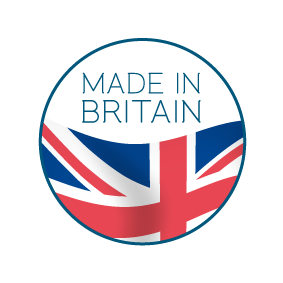 A made in britain logo with a british flag