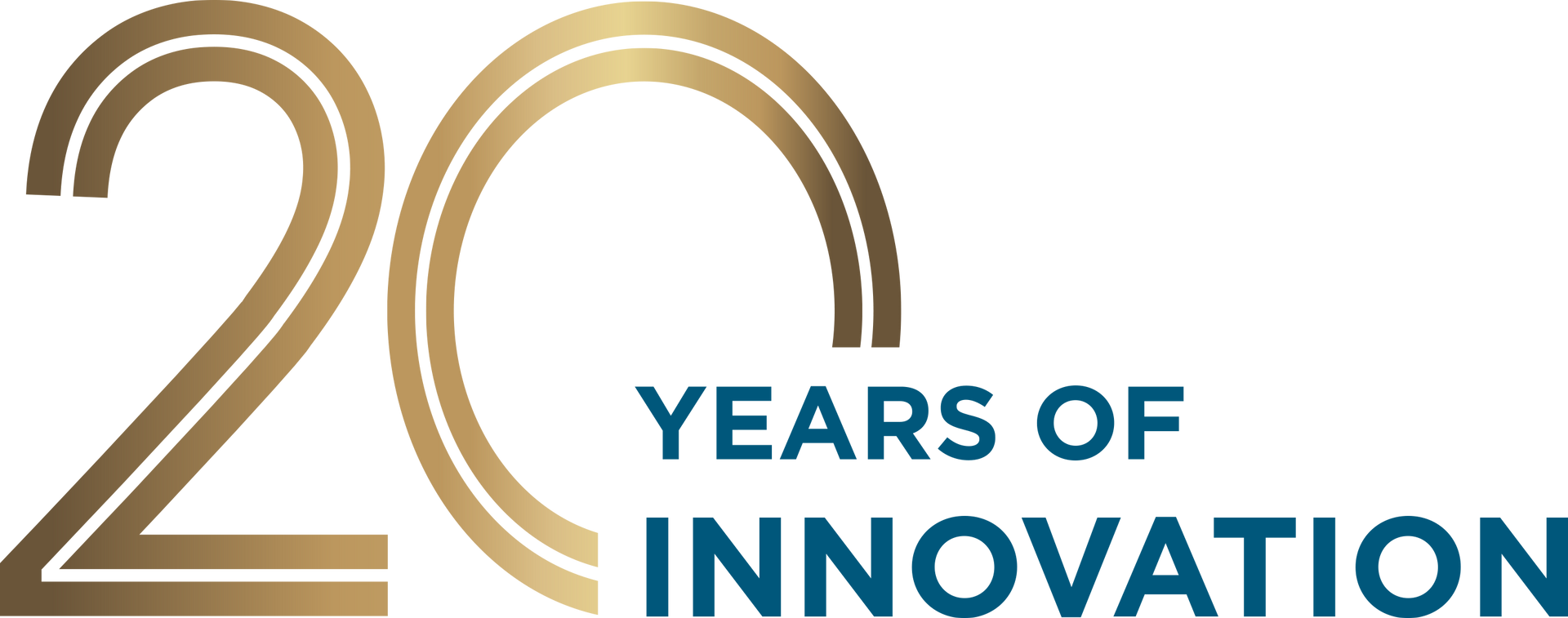 A logo that says `` 20 years of innovation '' on a white background.
