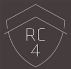 The logo for rc 4 is a shield with a house on it.