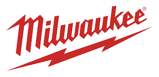 A red milwaukee logo with a lightning bolt on a white background.