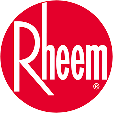 A red circle with the word rheem on it