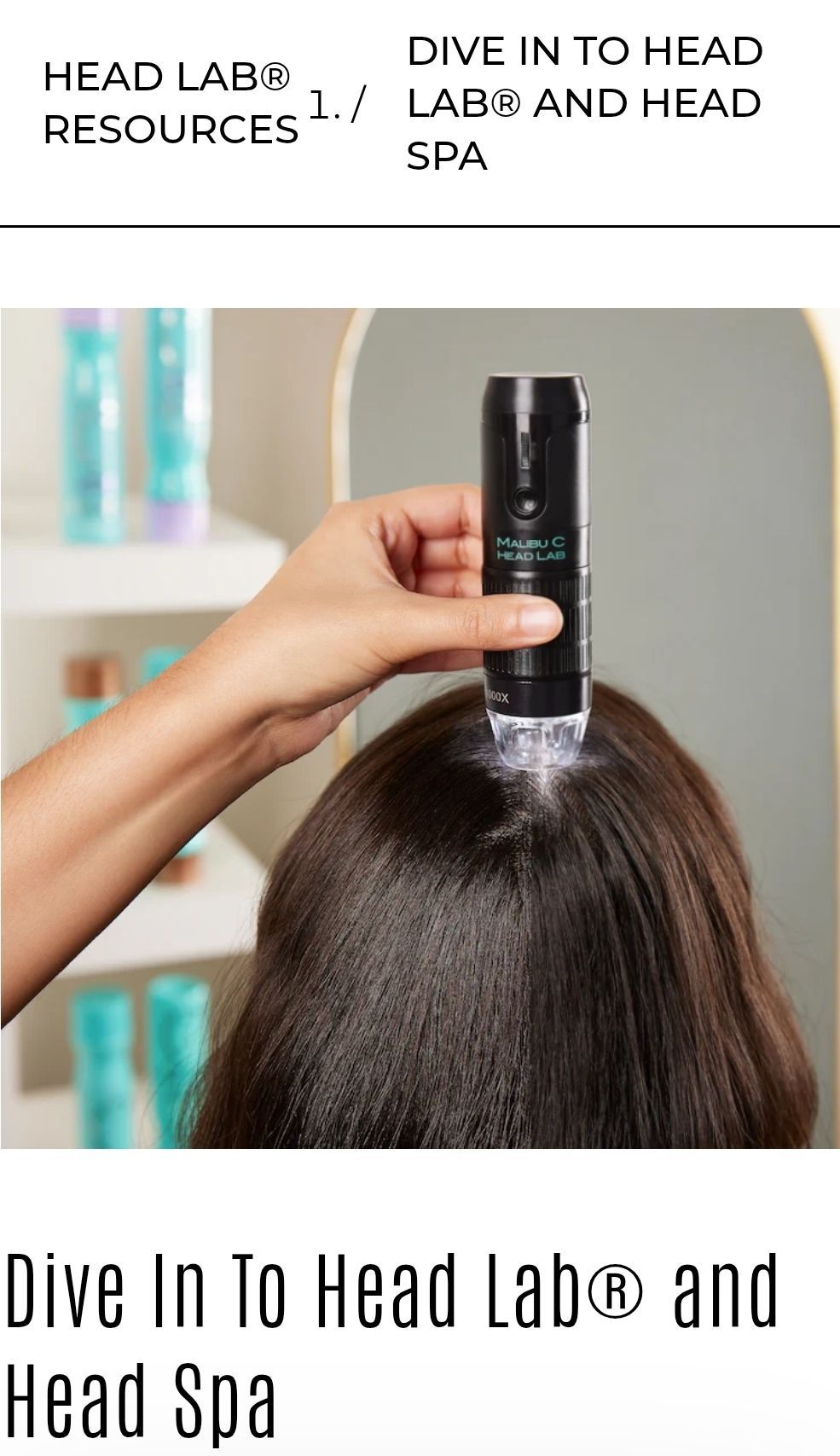 Person applying product to scalp in Head Lab setting.