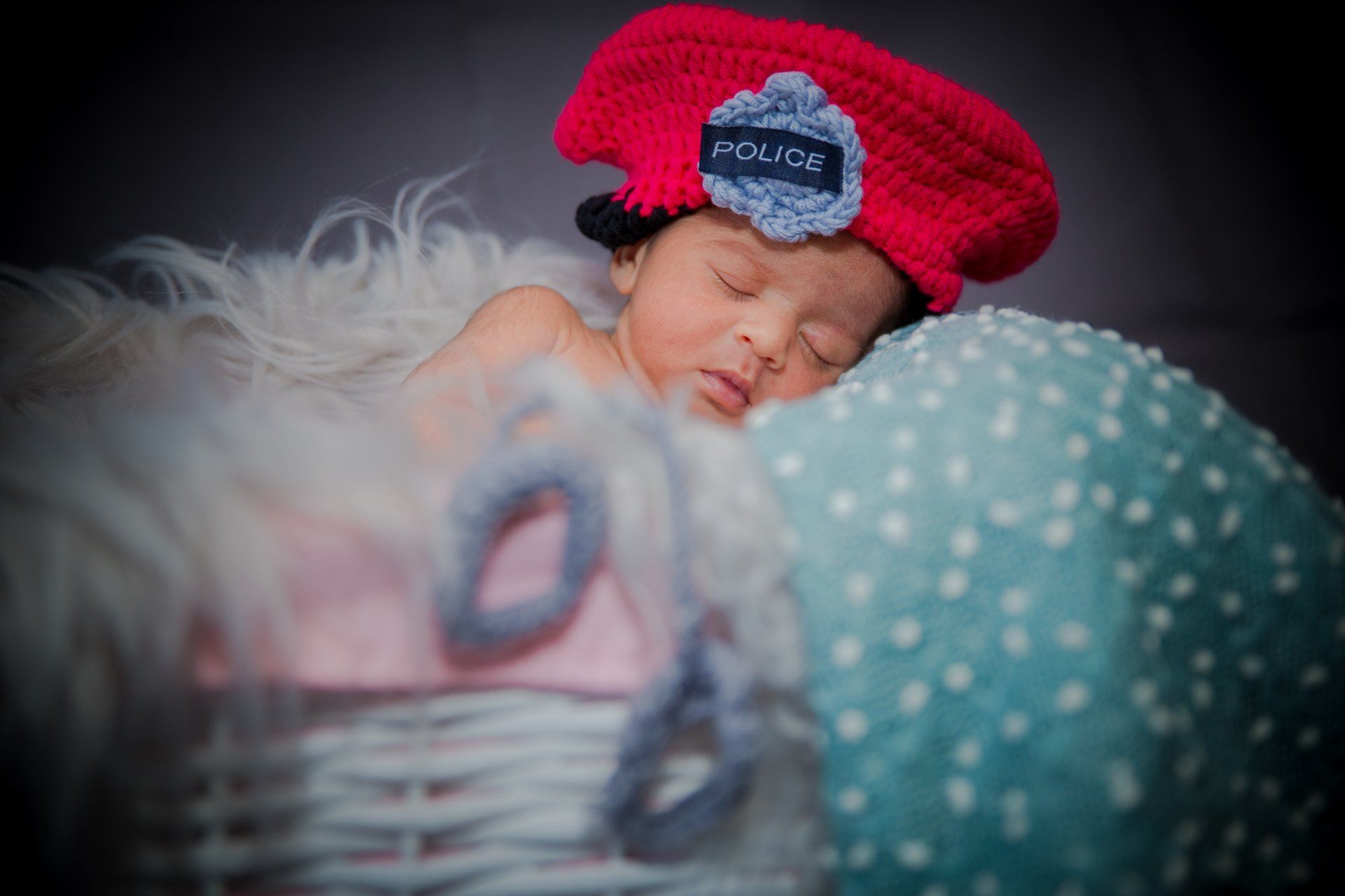 Newborn Photography | NYC Newborn Photographer | Police Hat Law Enforcement Prop