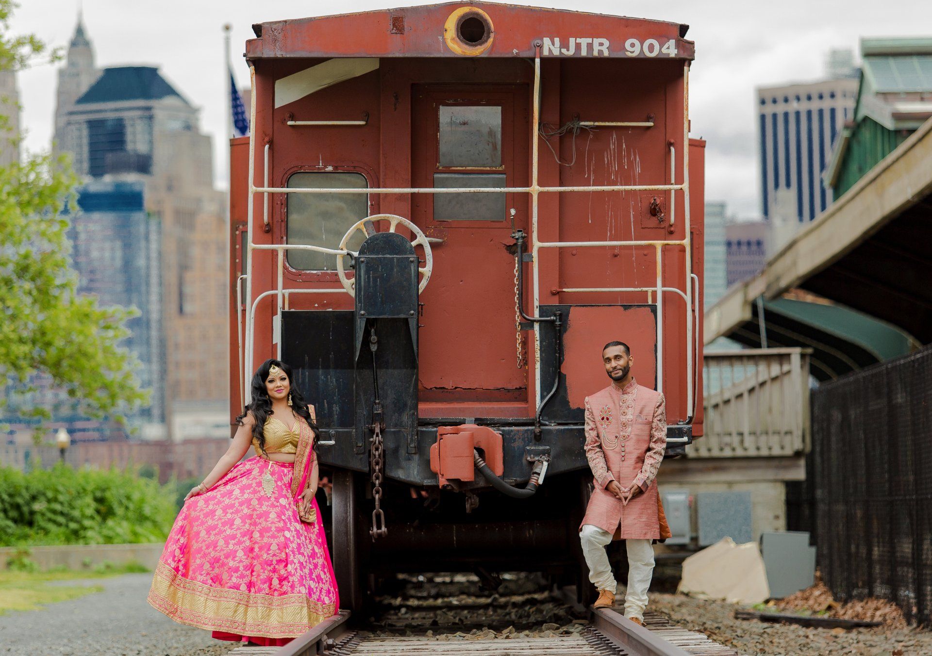 Engagement Photos | Engagement Shoot | NYC Engagement Professional Photographer | Couples Shoot | Train | indian hindu engagement photos