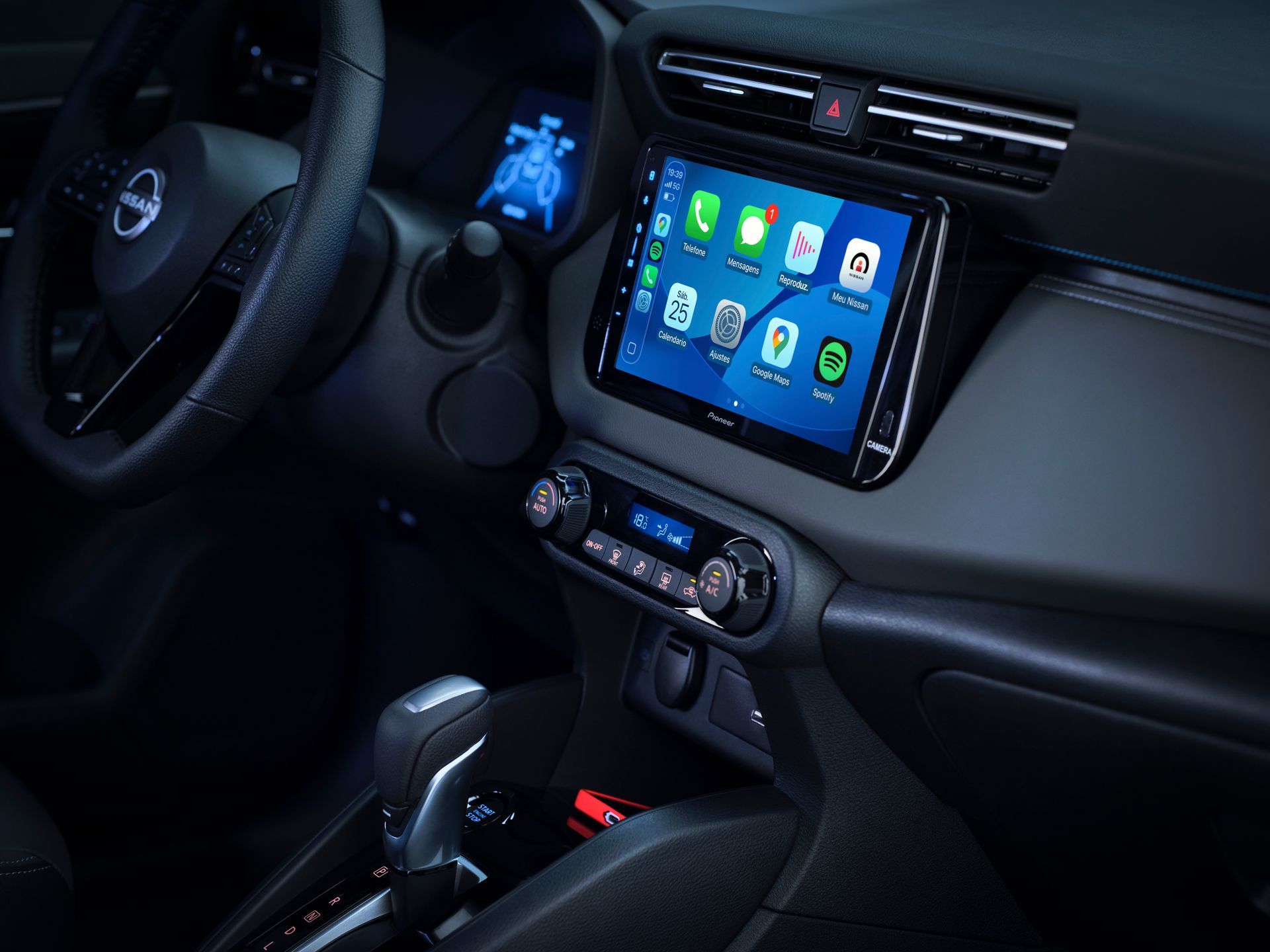 Detalhe do multimídia do novo Nissan Kait