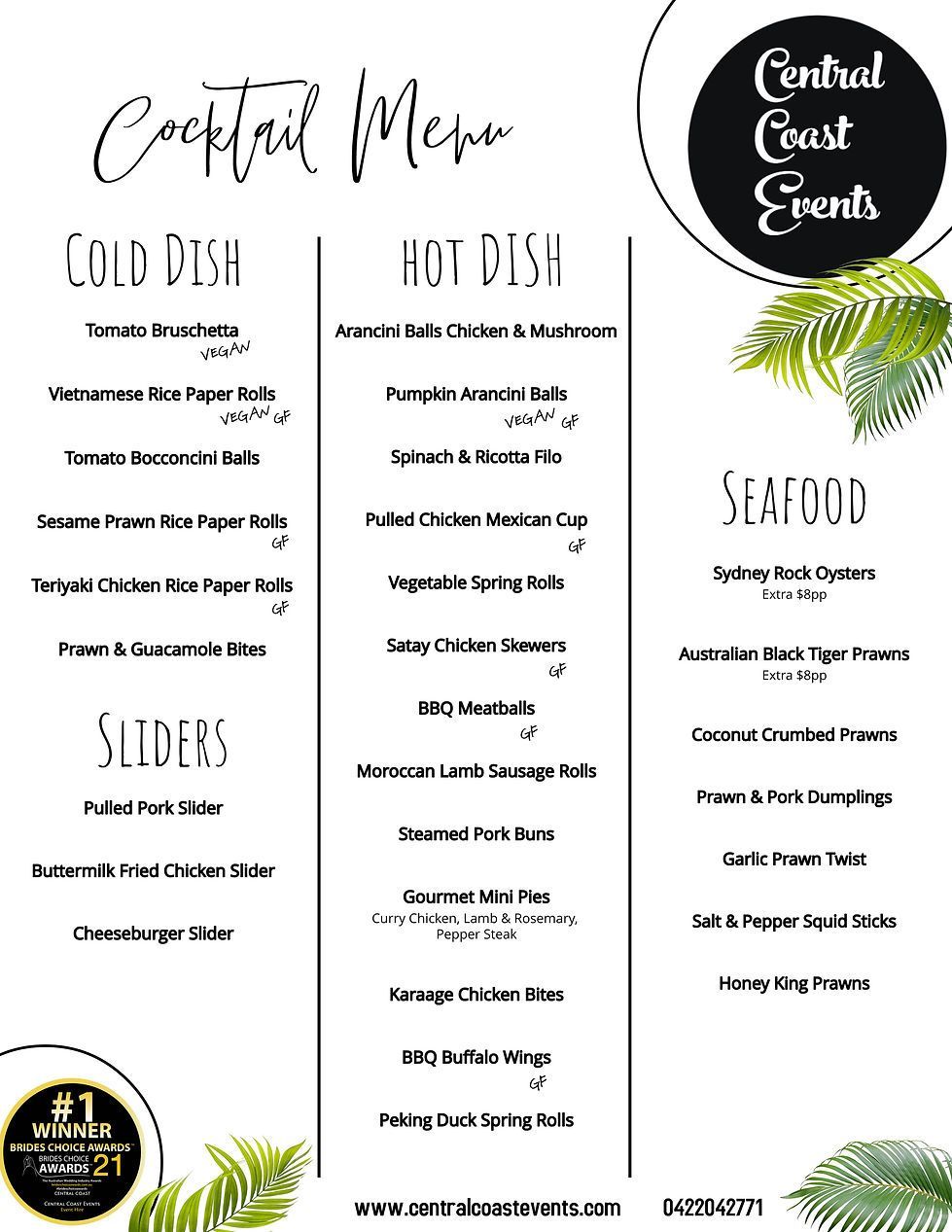 Cocktail Menu ― Central Coast Events in Berkeley Vale, NSW