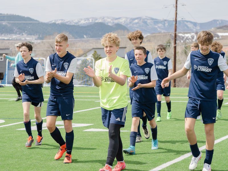 U15 boys team celebrating