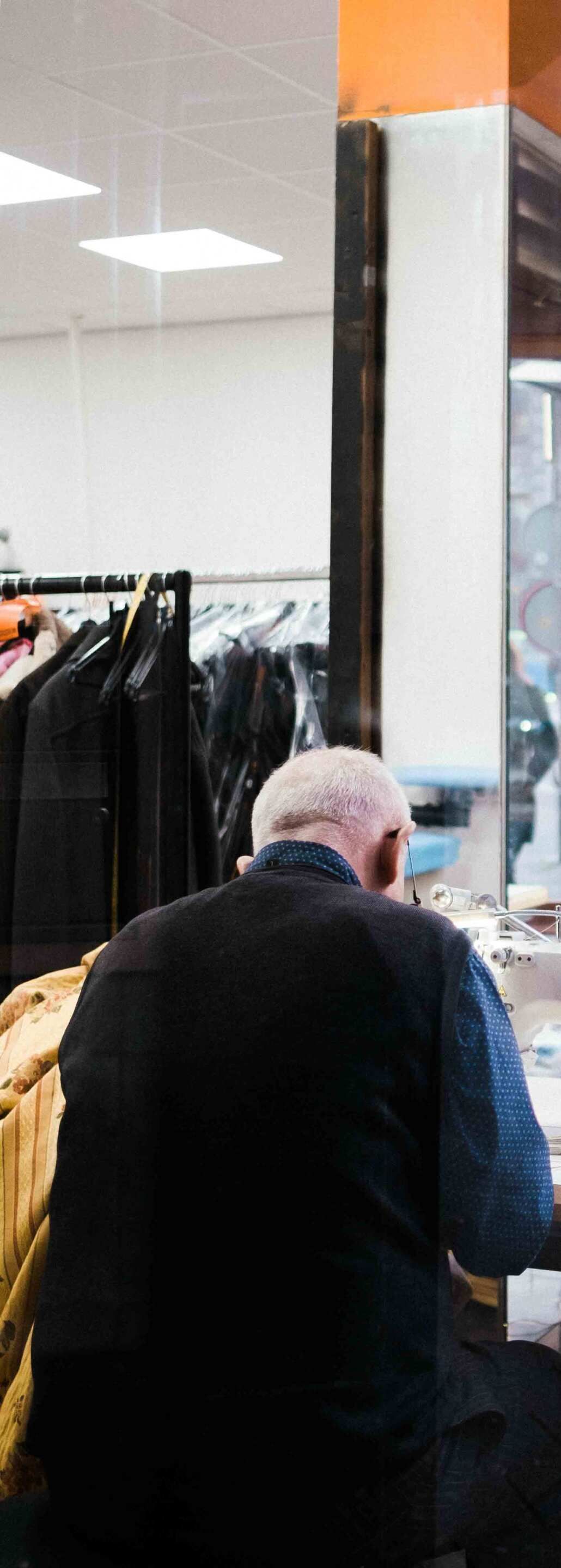 Man Older Worker In Sewing — Sewing Machines in Coffs Harbour, NSW