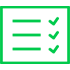 A green checklist icon with three check marks on a white background.