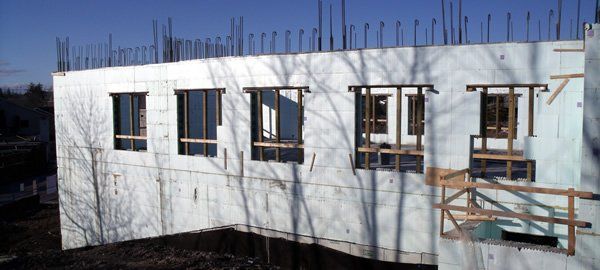 A building under construction with a lot of windows
