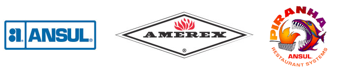 Three logos for companies including ansul amerex and kana