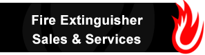 A black sign that says fire extinguisher sales and services