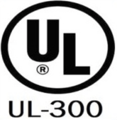 A black and white ul logo with a circle around it