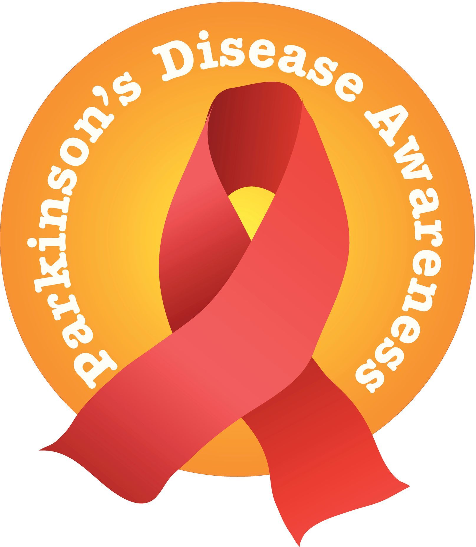 A logo for parkinson 's disease awareness with a red ribbon