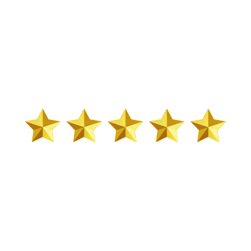 Five gold stars, representing a perfect rating or positive feedback.